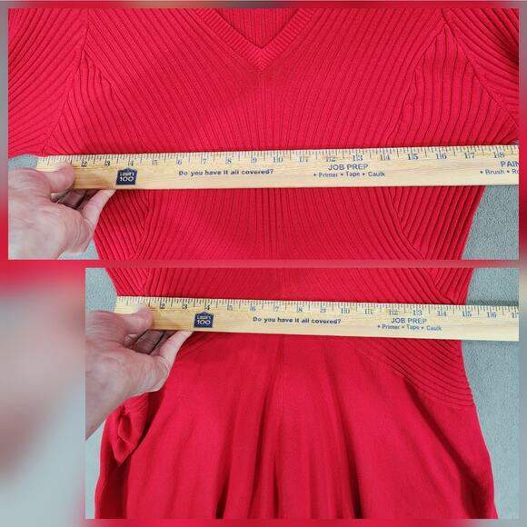 Lane Bryant Sweater Dress 18/20 Women Fit Flare Red Long‎ Sleeve Slimming Modest - Picture 5 of 8